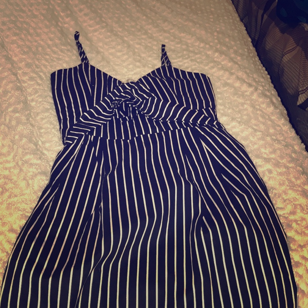 Black and white striped dress